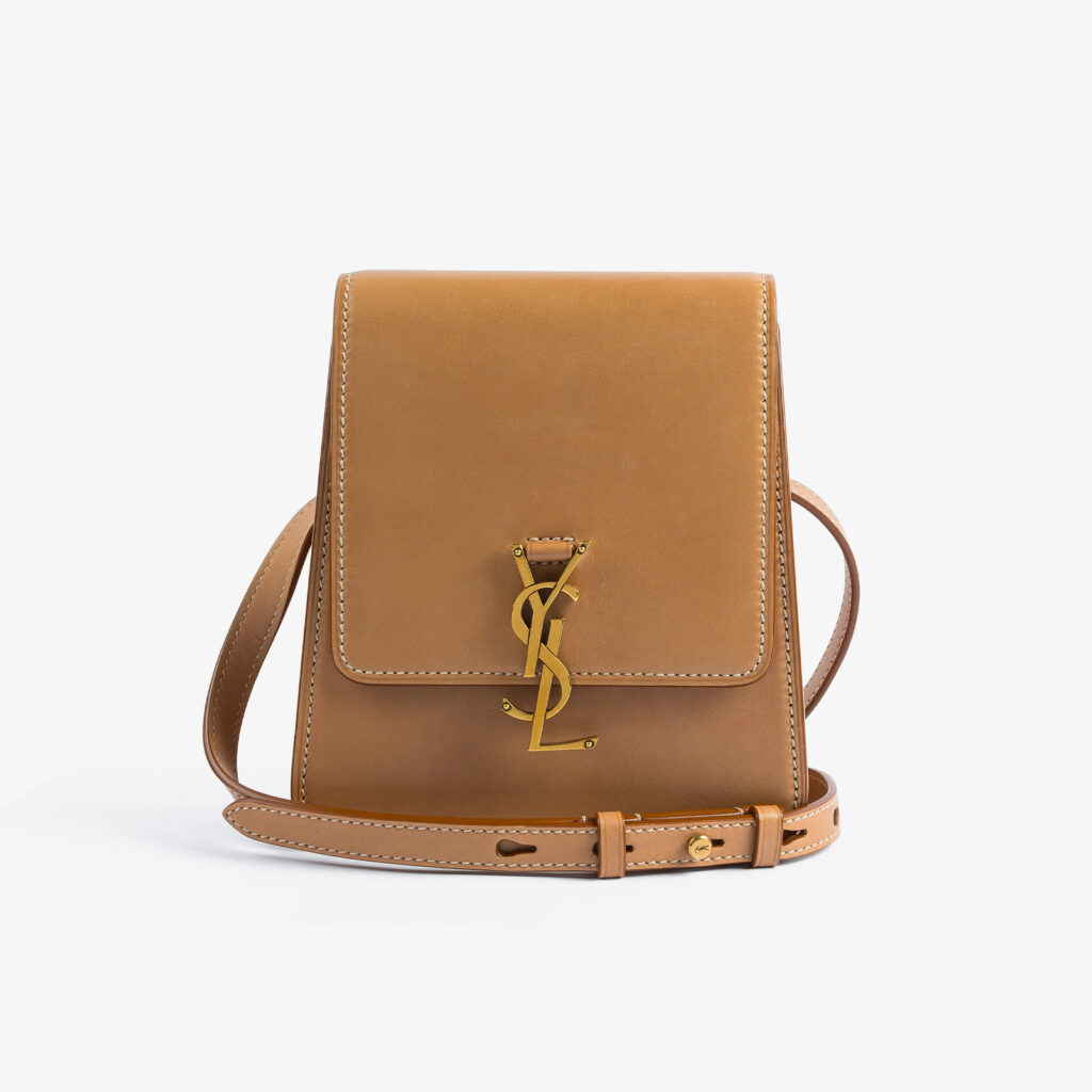 Kaia YSL-Plaque Leather Cross-Body Bag